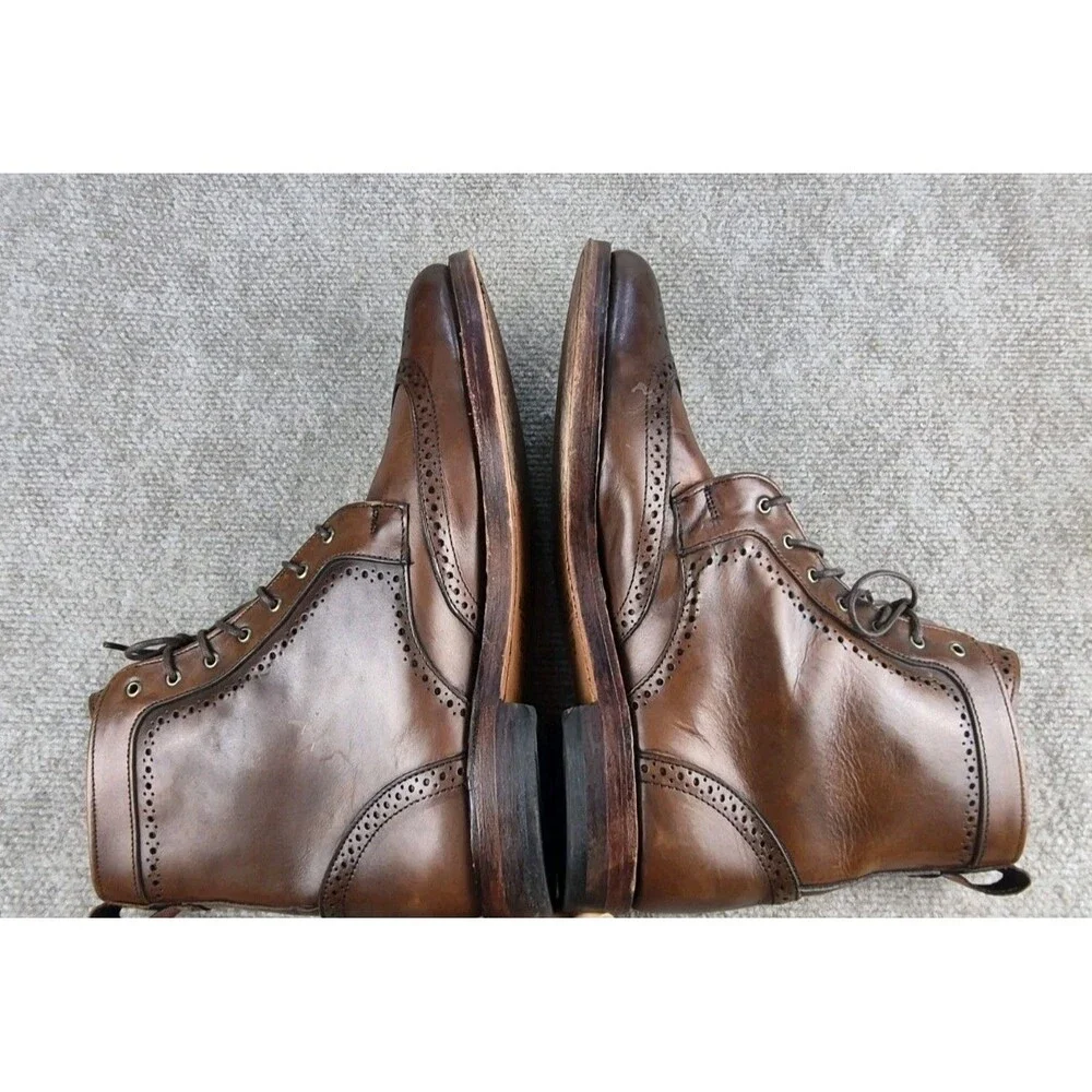 Allen Edmonds Dalton Boots Men Sz 9.5D Brown Wingtip Handmade in USA Shoe Tree
